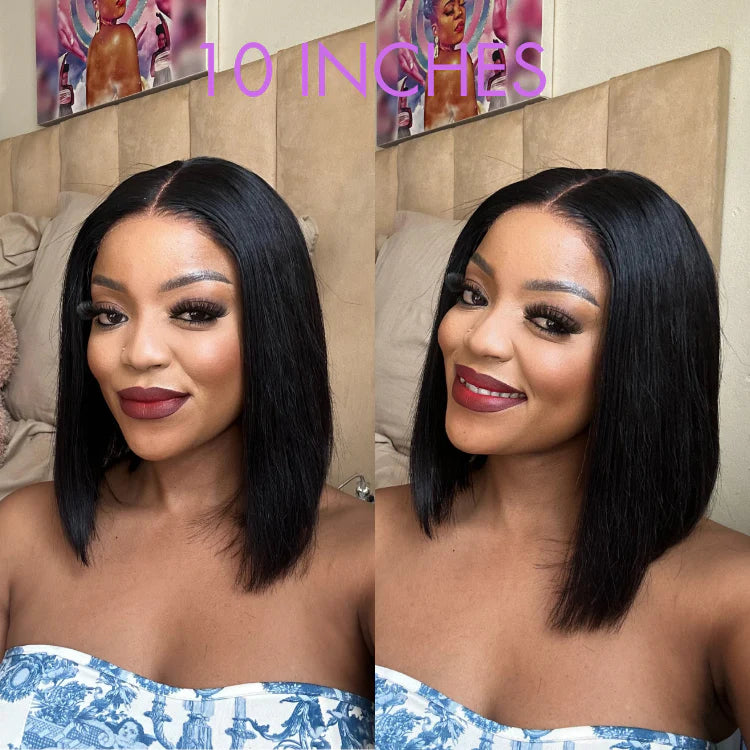 Bone Straight Blunt Bob Wig | Ready-to-Go 4×4 Lace