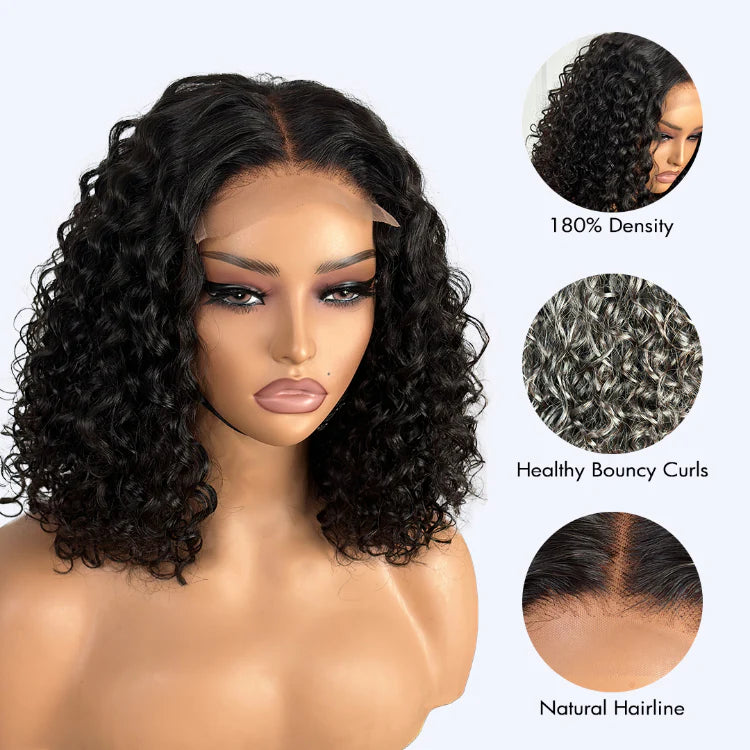 Glueless Deep Curl Bob Wig | 180% Density | 4×4 Lace Closure